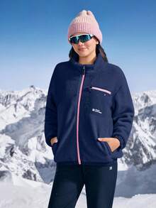 In My Nature 女士户外运动保暖抓绒外套，秋冬季 - 藏蓝色 - 查看 3