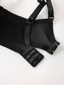 DesireSculpt 女士蕾丝撞色网纱钢圈文胸（1件装） - 黑色 - 查看 9