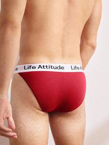 EasyFave Calzoncillos cómodos de uso diario con estampado de letras para hombres - Rojo - Ver 2