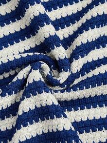 Sweetra Vestido bandeau a rayas para mujer de talla grande, elegante para fiestas y reuniones - Azul - Ver 4