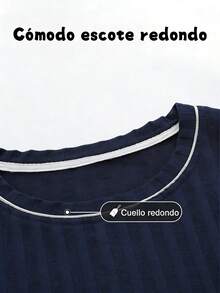 Pijamas Navideñas de Hombre: Conjunto de 3 Piezas en Algodón Suave, Estilo Casual con Rayas Azules, Pijama de Hombre Ideal para Navidad Familiar - Azul oscuro - Ver 3