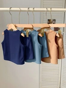 Loomiva 6pcs/Set Baby Boy Cute Casual Knit Top & Shorts Set, Basic Multi-Pack, Summer - Multicolor - View 2