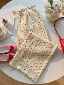 SHEIN EZwear Summer Women's Casual Drawstring Woven Long Pants, Light Yellow - Light Yellow - View 7