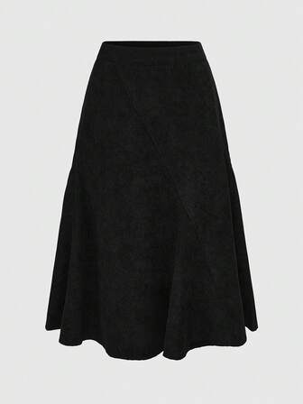 Hippie Gonna a campana di media lunghezza in colore unito casual da donna