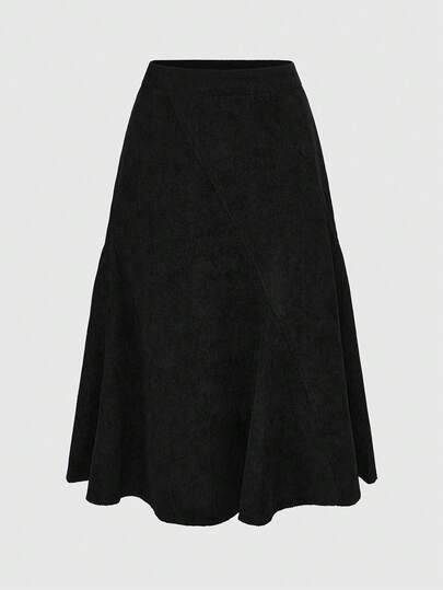 Hippie Damen Lässig einfarbiger Glockenrock in Midi-Länge