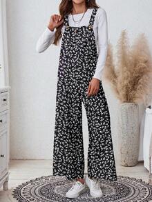 SHEIN LUNE 女式休闲印花日常口袋阔腿连体裤