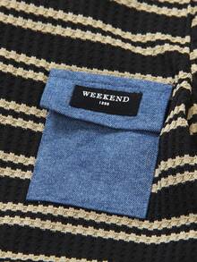 SHEIN 2pcs Set Young Boy Striped Print Round Neck T-Shirt Paired With Washed Denim Jeans. The T-Shirt Features Round Neck Design With Denim Pocket Details That Coordinates With The Washed Denim Jeans, Creating A Stylish Look. The Simple And Fashionable Design Showcases The Boy's Personal Charm, Suitable For Daily Casual And School Wear, Suitable For Different Seasons.