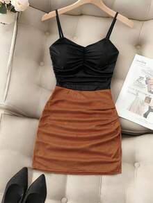 GlowEve 女士优雅百搭通勤撞色吊带裙 - 彩色 - 查看 3