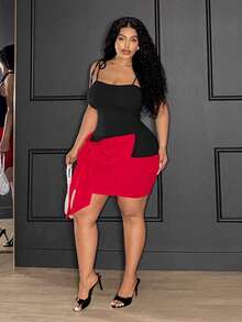 Slaydiva Black And Red,Summer,Girlism,Night Out Club Women's Elegant Long Dress,V-Neck Tie Waist Floral Print Bohemian Plus Size Dress For Wedding Guest - Black - View 13
