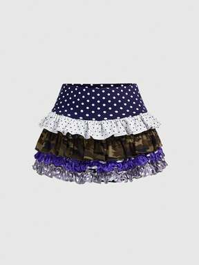 Kawaii Cute Colorful Polka Dot Cake Skirt For Women