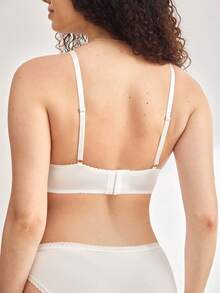 Lace Nursing Bra, Triangle Cup, Unlined, Wireless - White - View 3
