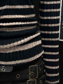 Sunspun Áo thun tay dài cổ chữ V gân gợi cảm cỡ lớn dành cho nữ, trang phục dạo phố thường ngày đa năng cho ngày lễ, áo chui đầu gân cổ điển - Nhiều màu - Xem 4