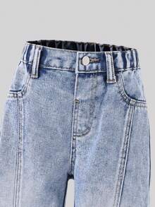 Young Boy Distressed Washed Light Blue Denim Jeans, Relaxed Fit Design With Practical And Fashionable Elements - Medium Wash - View 6