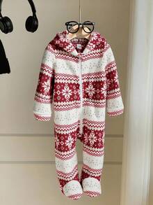 SHEIN 男婴保暖加厚毛绒连体衣，舒适百搭，简约百搭款式，适合秋冬季室内、室外、日常穿着、运动、玩耍、聚会、度假等场合。 - 彩色 - 查看 7