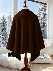 Elenzga Women's New Autumn/Winter Fuzzy Shawl Collar Long Sleeve Cardigan - Coffee Brown - View 2