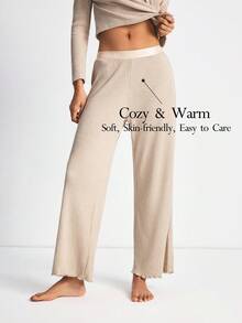 Ocili Women Waffle Knit Soft Comfy Leisure Lounge Pants, Autumn/Winter Chicautumn Sleepwear Bottom