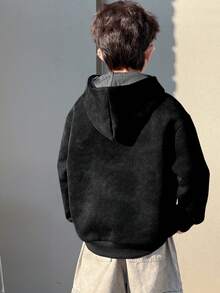 DAZY Sudadera térmica de unicolor informal para niño preadolescente, estilo básico para estudiantes, otoño fresco - Gris - Ver 6