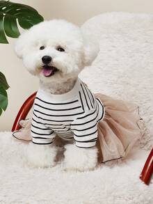 PETSIN 1 件装宠物服装蓬蓬裙适合小型犬猫-泰迪熊设计 - 黑與白 - 查看 9