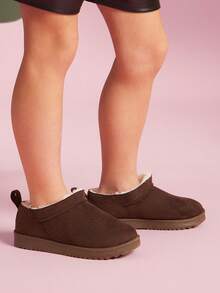 Mini mi Fabric Suede Chocolate Cozy Slip-On Clog Mules – Designer-Inspired, Warm & Comfy. - Chocolate Brown - View 6