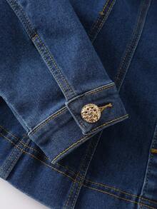 GlowEve 女士休闲水洗牛仔夹克，带腰部收紧设计 - 藍色 - 查看 4