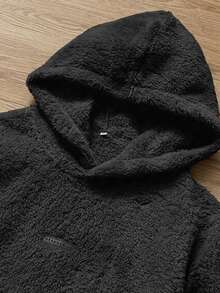 SWAVVY Men's Fashionable Fleece Hooded Sweatshirt Casual Suit, Autumn/Winter - Black - View 3