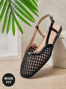 SHUZIA Giày bệt đế bằng PU mềm mại, thoải mái, mũi tròn, dáng rộng dành cho nữ - màu đen - Xem 5