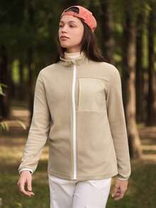 In My Nature Women's Casual Versatile Outdoor Fleece Jacket, Autumn/Winter - Khaki - View 5