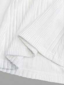 INAWLY Women's V-Neck Asymmetrical Ribbed Casual Short Sleeve T-Shirt - White - View 5