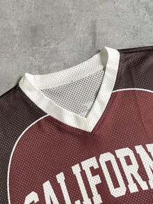 AXEPEAK Men's Letter Print V-Neck Short Sleeve Casual Versatile T-Shirt - Multicolor - View 5