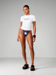 MISSGUIDED I'm Just Here For The Halftime Show Slogan Graphic Baby Tee Short Sleeve Crew Neck White T-Shirt - White - View 4