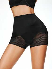 SHAPORA 1 Quần lót định hình ren vá thoải mái tối giản cho nữ - màu đen - Xem 5