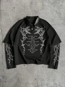 Men's AXEPEAK Casual Fashion Street Polo Shirt Gothic Shirts Men Satanic Clothing - Multicolor - View 1