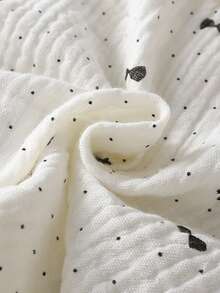 女婴纯棉褶皱蝴蝶结波点印花荷叶领开衫短袖套装（含裤子）休闲家居服 - 彩色 - 查看 3