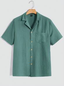 Manfinity Homme 2pcs Men's Casual Solid Color Shirt & Pants Set - Green - View 4
