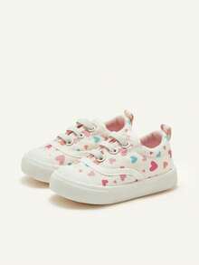 Cozy Pixies 1 par de zapatillas casuales cómodas y lindas de corte bajo con cordones y diseño de corazón de dibujos animados para niñas bebés, adecuadas para uso diario en todas las estaciones - Multicolor - Ver 6
