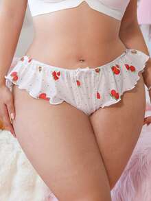 Plus Size Women Lightweight Strawberry Mesh Series Panty - White - View 7