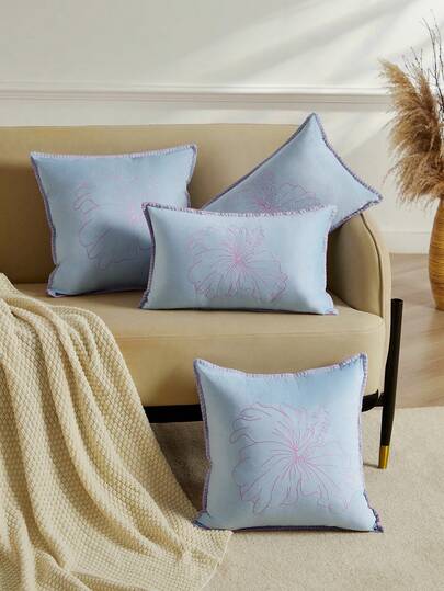 1pc Checker Plaid Throw Pillow Covers 45X45cm , Decorative Pillow Cases For Bed Sofa Couch, Boho Aesthetic Accent Decor Cushion Bedroom Living Room, Velvet Square Euro Sham Covers, Black Red