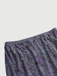 ROMWE Hippie Falda de sirena con estampado floral elegante y versátil para fiestas y días festivos, talla grande para mujeres - Negro - Ver 3