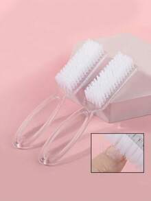 1/2/3/5PCS Long-Handled Square-Headed Transparent Plastic Multi-Functional Nail Brush Dust Demover Handheld Straightener Dustproof Transparent Nail Care Home Beauty Nail Art Tool Cleaning Accessory. - Clear - View 1