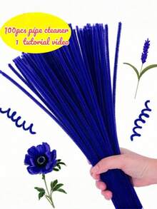 100/120/300pcs Blue Pipe Cleaners Craft Set With 1 Step-By-Step Video, 6 Colors, Chenille Stems For Creative DIY Art Projects, Thick & Soft Twists For Craft Bouquets, Gift Making, Home Decor Supplies - Multicolor - View 12