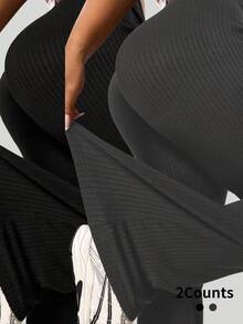 Velisys Pantaloni evazați cu nervuri pentru femei, pantaloni sport casual slim fit, pentru purtare zilnică - Multicolor - Vizualizare 1