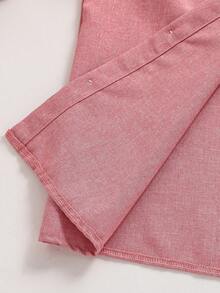 一件青少年男士绅士风衬衫，粉色百搭修身长袖立领衬衫，优雅学院风个性休闲外套，适合婚礼、婚礼宾客、花童、戒指童等场合 - 粉色 - 查看 4