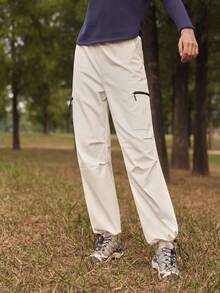 In My Nature Quần đi bộ đường dài màu trơn có túi xếp ly thông thường dành cho nữ - trắng - Xem 1