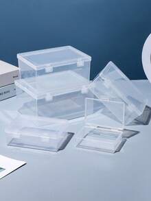 1个长方形透明塑料渔具收纳盒，珠宝配件工具整理盒，带翻盖，透明塑料盒，适用于电子元件、五金件、玩具零件，适合存放小物件、家居用品，收纳整理盒 - 無色 - 查看 5