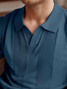 Manfinity Homme Men's Short Sleeve Half-Zip Casual Business Everyday Knit Top Men Polo Shirt Blue Tops For Men Men Knit Shirt Summer Wear For Men Men Knitted Polo - Multicolor - View 5