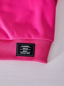 SHEIN ChillGRL Streecool 少女休闲学院风百搭小Logo连帽宽松拉链卫衣和阔腿运动裤套装，适合休闲和运动场合。 - 玫紅色 - 查看 6
