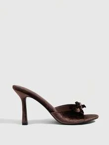 CUCCOO SZL 女士时尚优雅通勤凉鞋，饰有蝴蝶结 - 棕色 - 查看 3