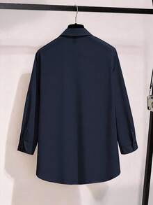 GlowEve CURVE Camicetta con colletto blu navy, versatile per uso casual e quotidiano, taglie comode, adatta per primavera/estate - Blu Navy - Visualizzare 2