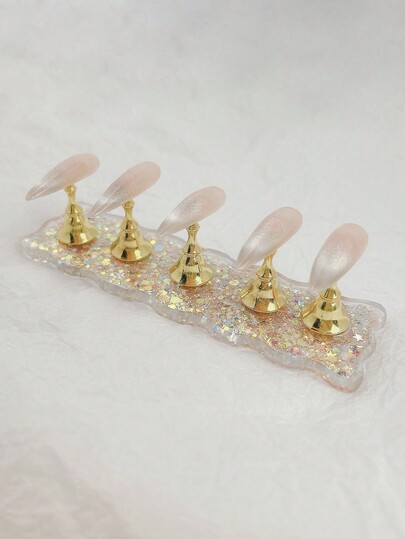 1 Set, Nail Art Display Stand, Nail Art Practice, Nail Art Kit Accessories, Nail Art Design, Nail Salon Equipment And Decorations, Used For Nail Art Display Practice. Resin Wave Glitter Base Bracket, Suitable For Women And Girls, Nail Products, Nail Tools, Nail Art Tools, Back To School, Nails, Nail Pressing Nail Tools