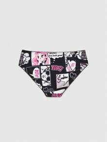 Teen Girls Comfortable Printed Lace Trim Briefs, Everyday Wear